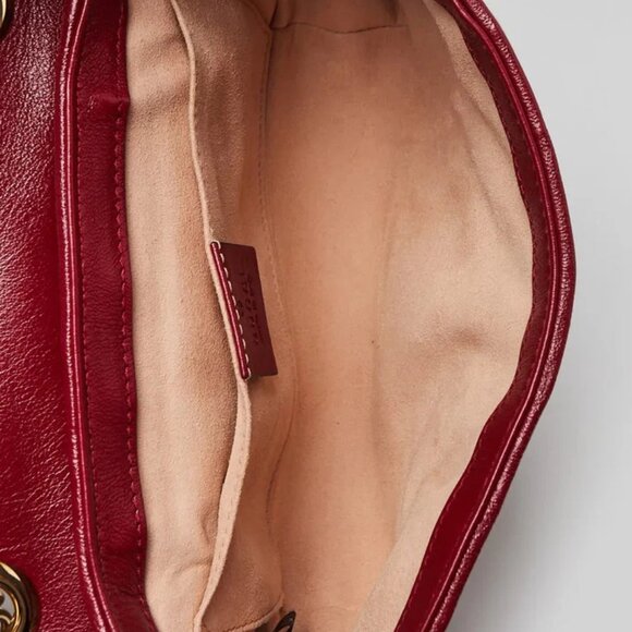 Gucci Beige/Red GG Quilted Canvas Marmont Mini Shoulder Bag - Picture 8 of 10